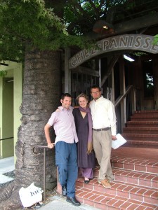 Daniel, Alice, and Casey outside Chez Panisse